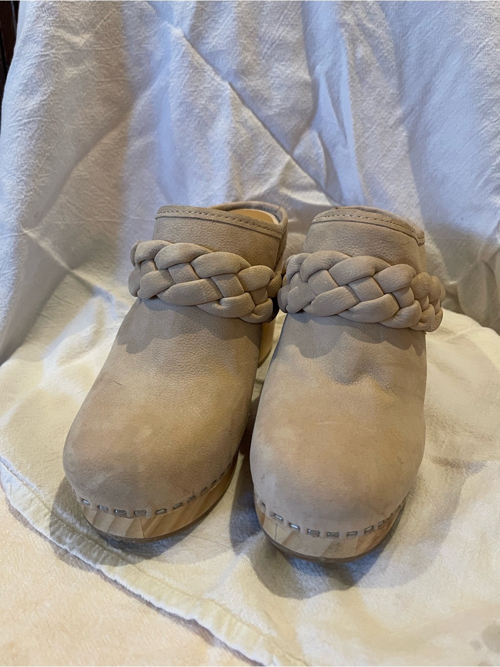 Dolce Vita Tan Braided Suede Clogs